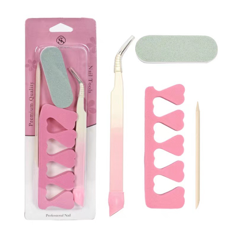 Juego de cuatro piezas de pretratamiento de lijado de piel muerta para uñas