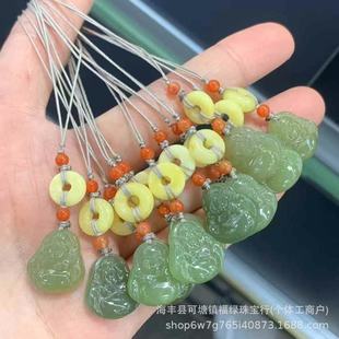 Factory wholesale natural Hetian jade mobile phone bag multi-use pendant DIY Joker jewelry studio standard