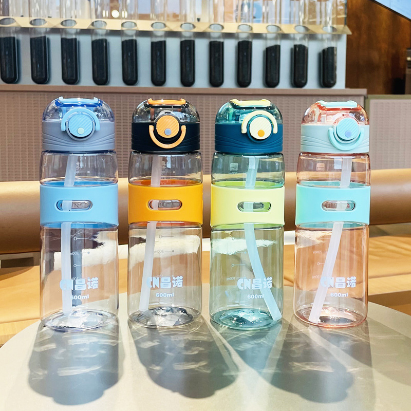 塑料吸管杯女生高顏值創意水杯少女便攜可愛杯子簡約透明耐摔