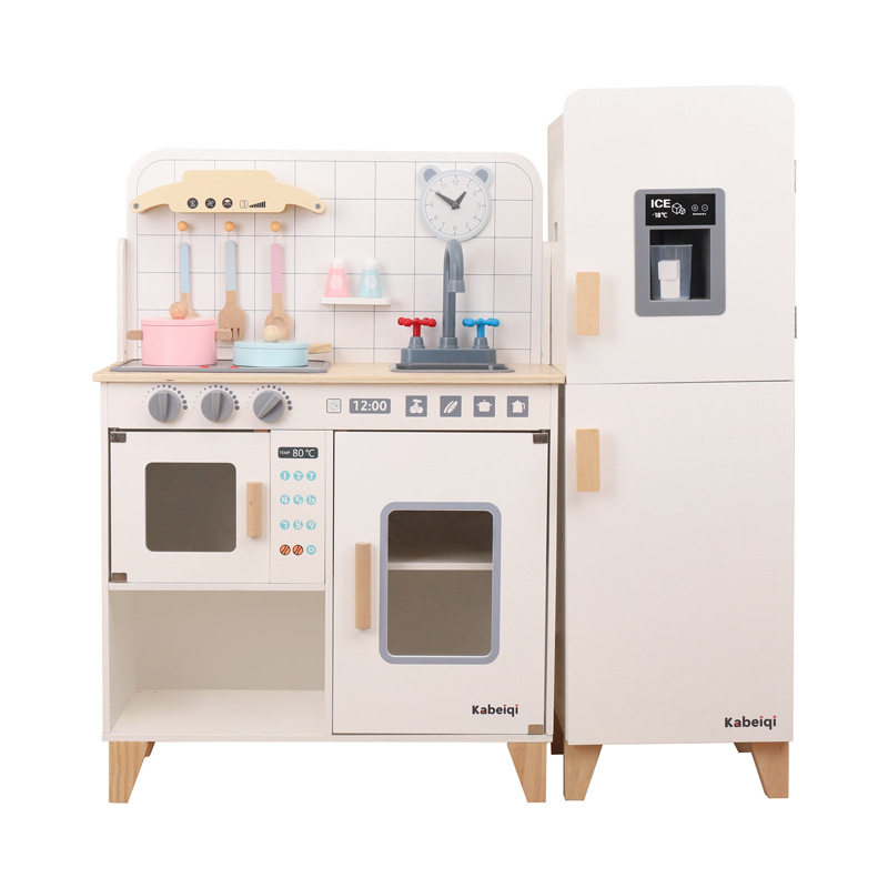 Muebles de juegos para niños de madera, simulación, refrigerador, cocina, lavadora, estufa, simulación, cocina, juguetes, cocina, cocina interactiva