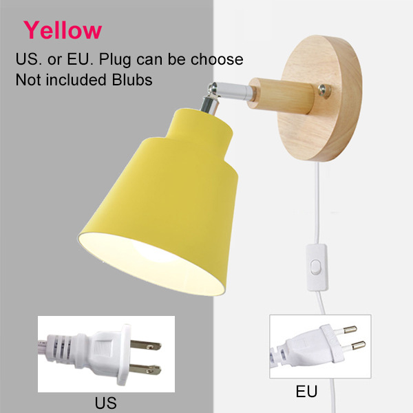 Transfronterizo exclusivo moderno simple DIY macaron lámpara de pared de noche arte de madera con interruptor de enchufe lámparas decorativas Nórdicas