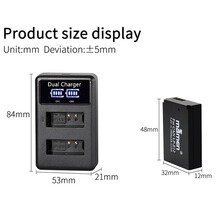 Mamen 1套 黑色 ABS LP-E12 1900mAh可充电数码相机电池+ LCD USB