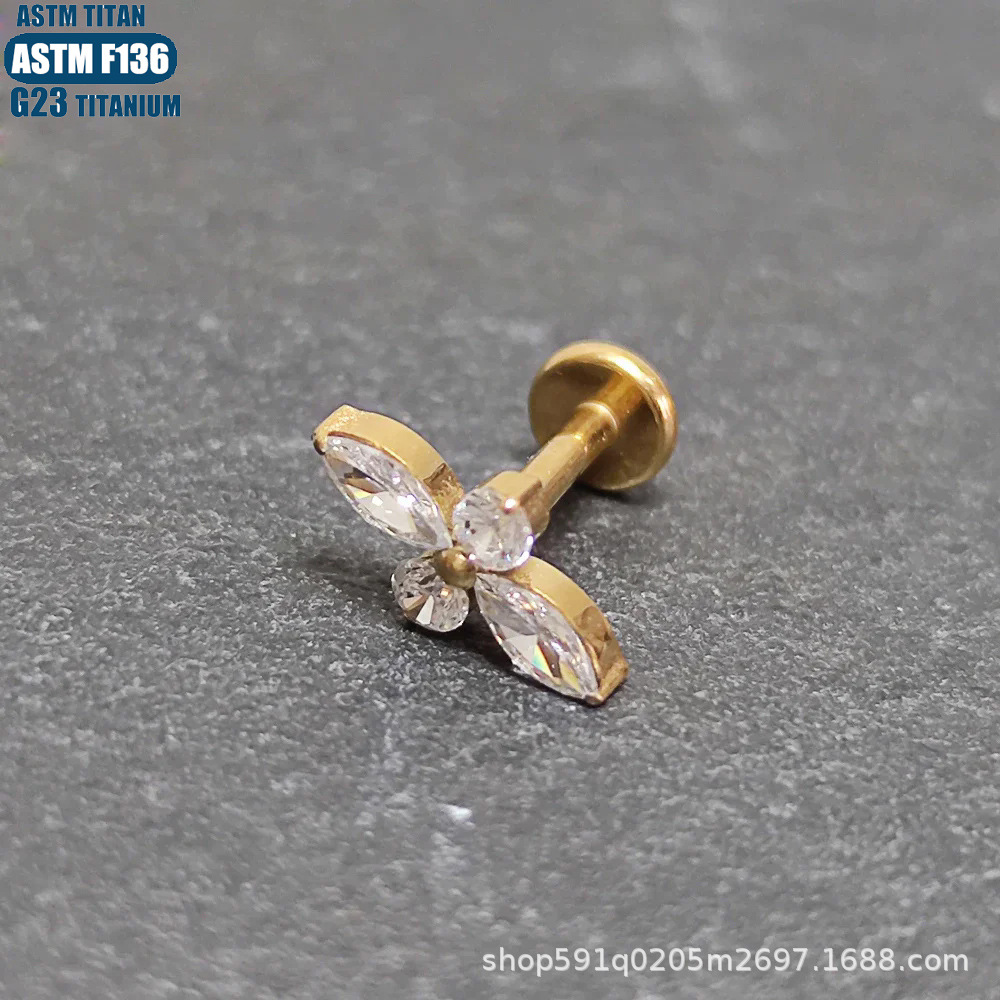 16G labret stud size and finish detail
