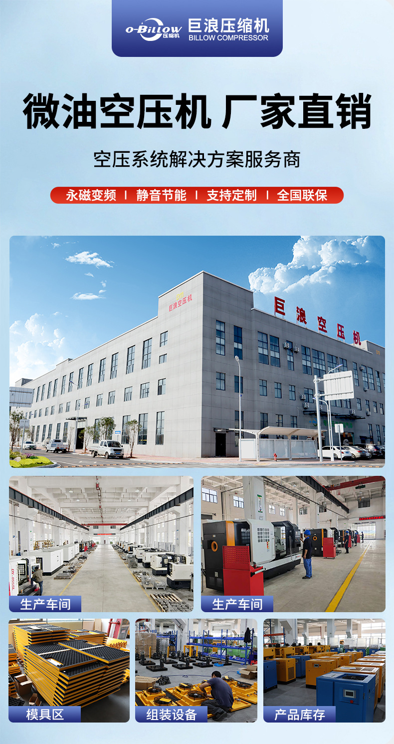 Jilang 11Kw Micro-Oil Permanent Magnet Variable Frequency Air Compressor, Small Industrial-Grade Screw Air Compressor, in Stock and Ready for Invoicing