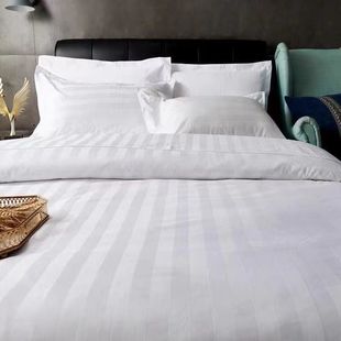 White satin three-piece hotel linen bedding fabric four-piece white student dormitory thickened comfortable