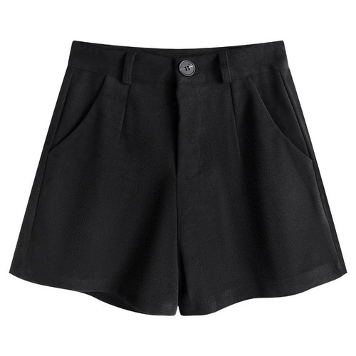 Black shorts for women, summer thin version, small figure high-waisted slimming casual pants, wide-leg pants, suit shorts