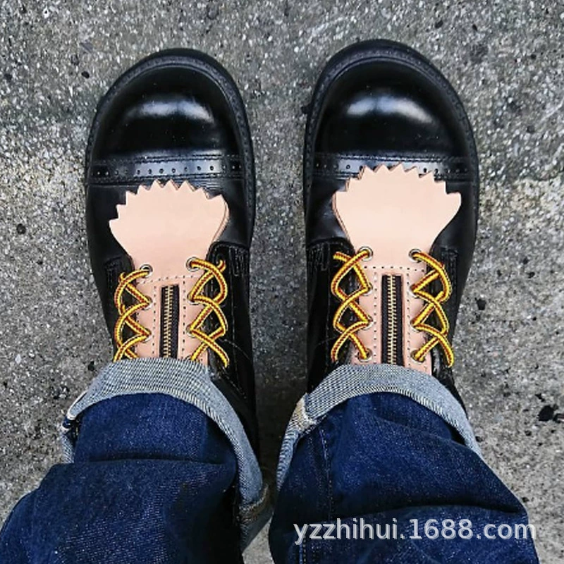 Защитный чехол для ботинок из воловьей кожи в британском стиле, аксессуары для обуви с двумя отверстиями и 8 отверстиями, легко носить с украшением для языка