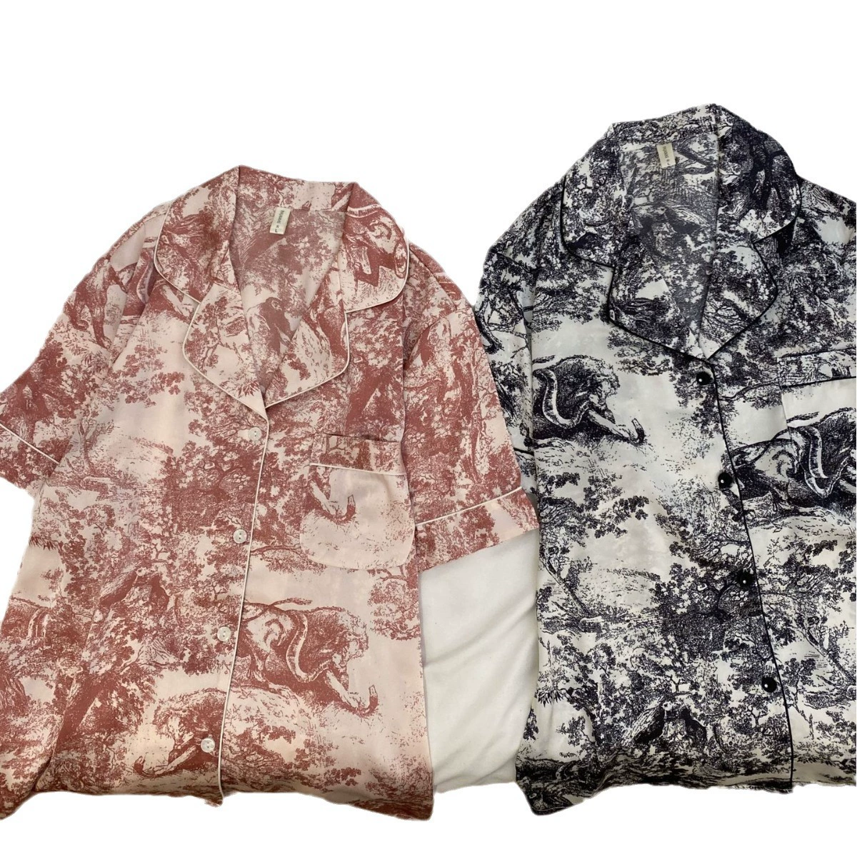 Summer thin retro pijama, set, loose fit