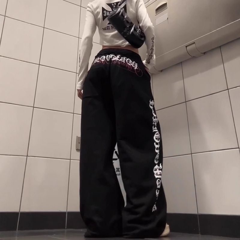 American Gothic Style Sweatpants Men's Autum Loose Wide-Leg Pants Draped Floor-Length Pants Jazz Dance Pants