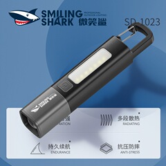 户外迷你手电筒变焦远射COB泛光手电挂钩锁扣设计露营手电