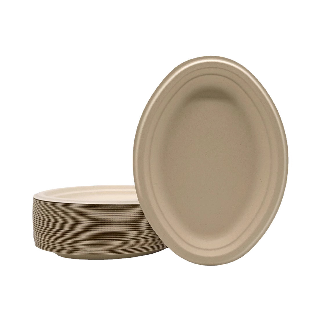 Shaogeng oasis al por mayor pulpa de caña de azúcar pulpa de bambú desechable protección del medio ambiente vajilla tamaño oval disco degradable compostable