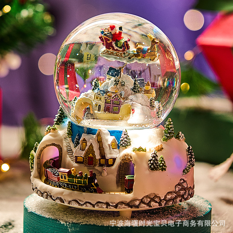 Tren de Navidad Bolas de cristal Caja de música Caja de sonido para niños y niñas Cumpleaños Año Nuevo Regalos de Día de San Valentín
