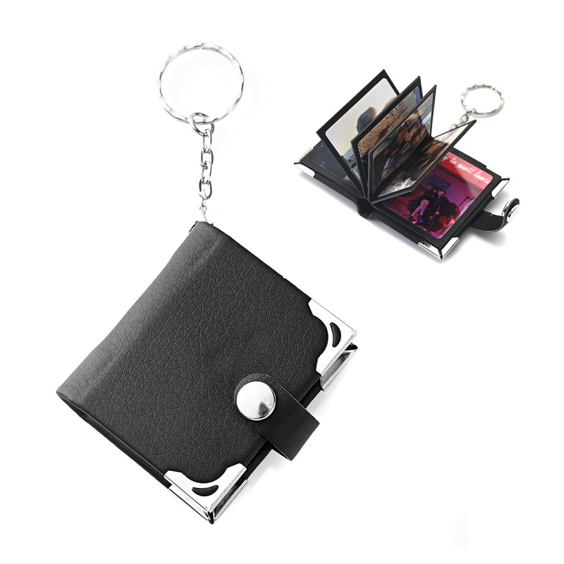 Mini leather photo keychain personality DIY color photo self-adhesive 10 photo key pendant spot