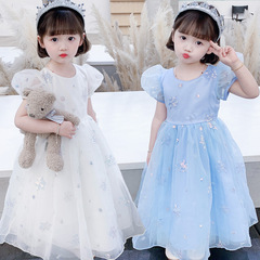 Girls Elsa Princess Dress 2023 New Dress Elsa Dress Dress White Puffy Veil Dress Halloween Dress
