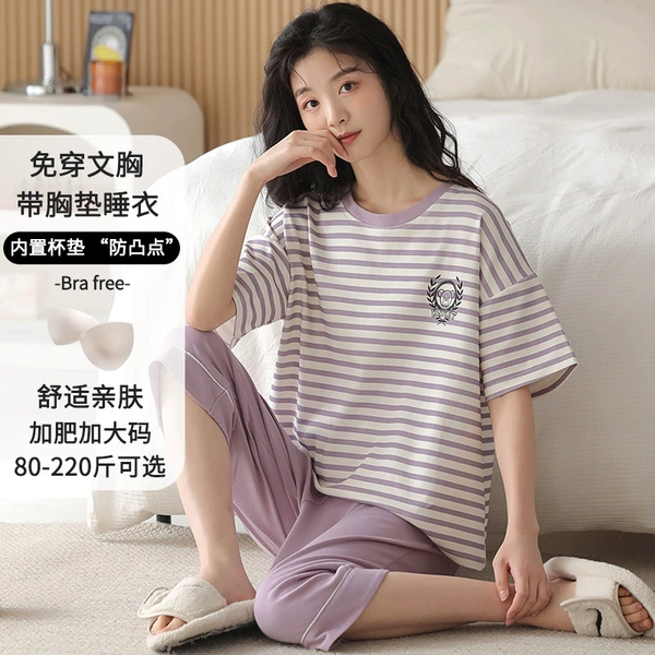 XM82248 Cropped pants suit women's chest pad