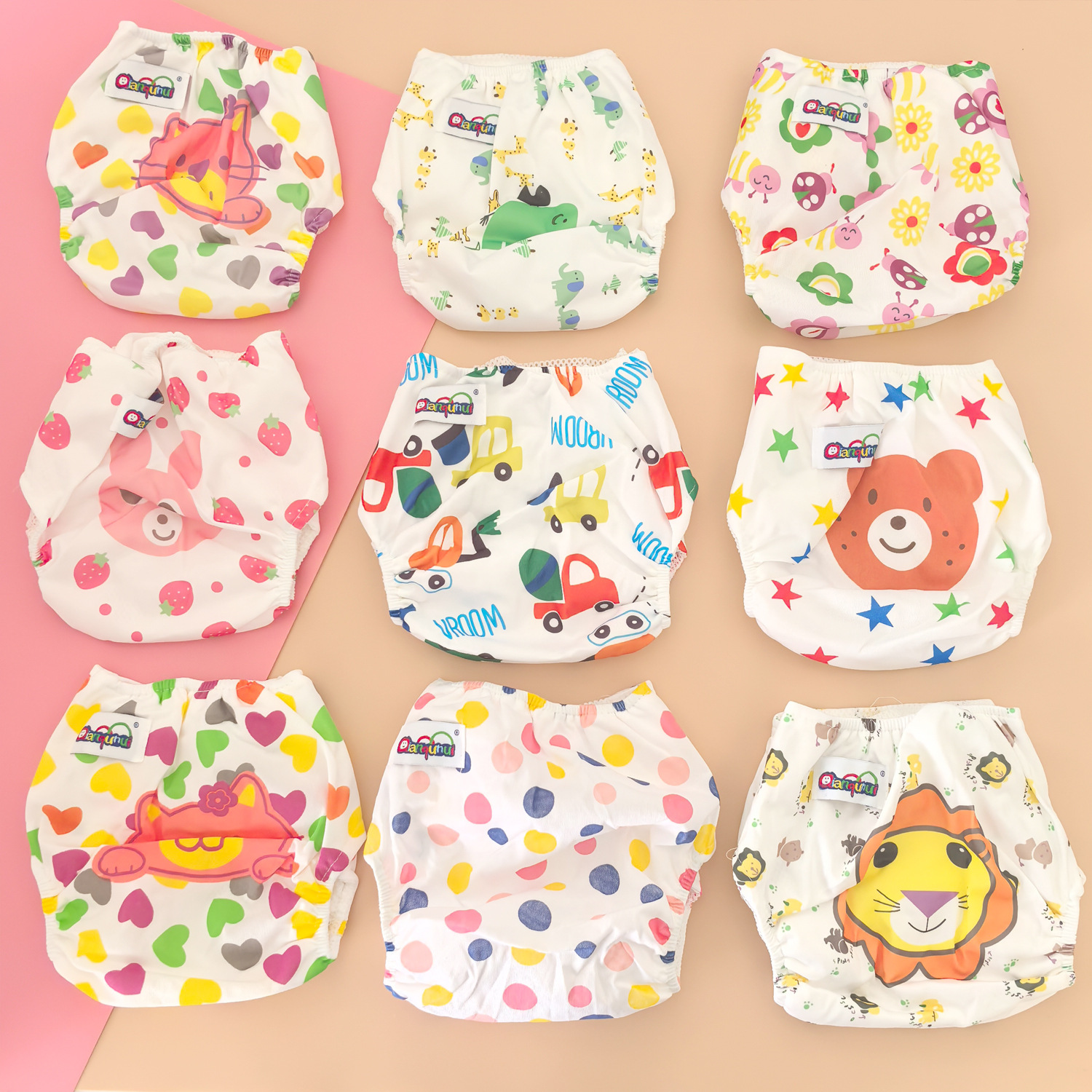 Multicoloured cartoon waterproof hermetic trousers with animals, breathable underwear, diaper