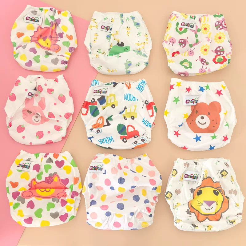 Multicoloured cartoon waterproof hermetic trousers with animals, breathable underwear, diaper