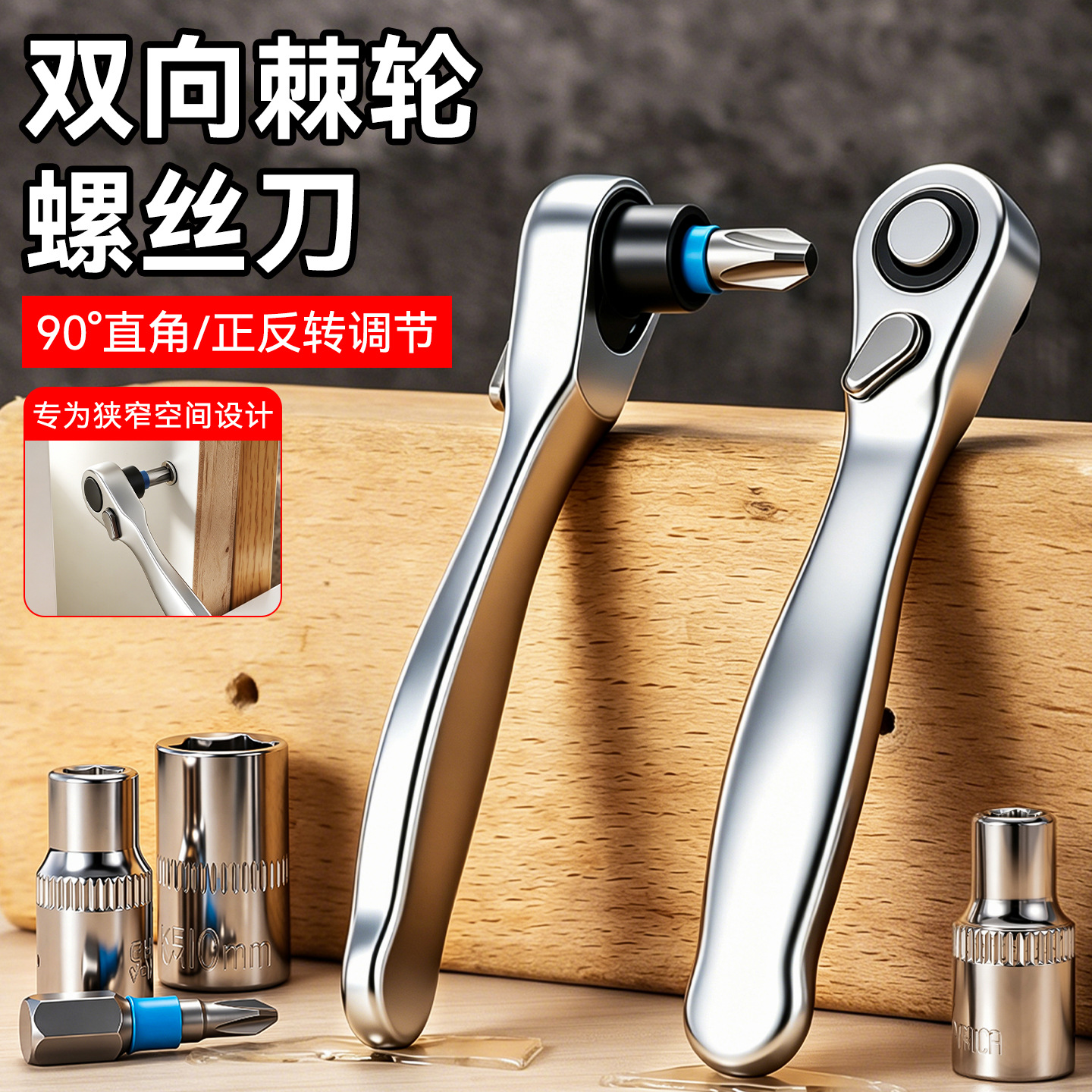 Mini 1 / 4 petty llave de trinquete de ajuste bidireccional engranaje grande llave de trinquete hexagonal magnética fuerte