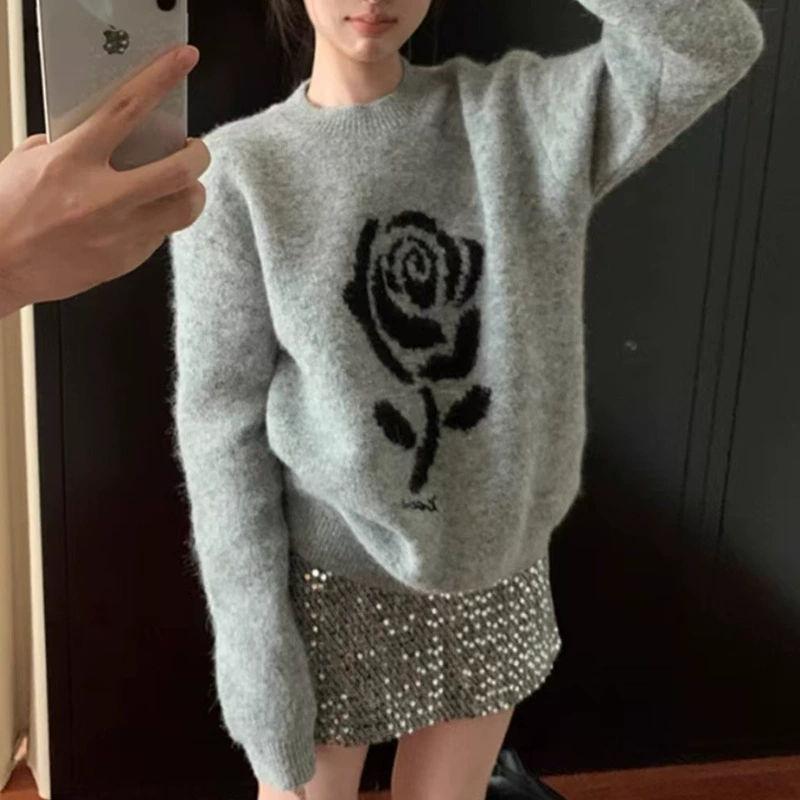 Retro long-sleeve, autumn keep warm base sweater, oversize