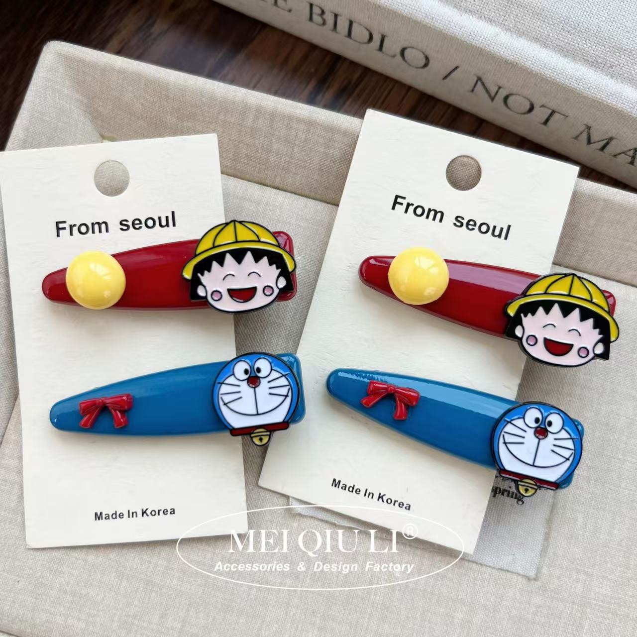 韩国卡通红蓝机器猫发夹鸭嘴夹甜美可爱小丸子刘海夹侧边夹头饰女