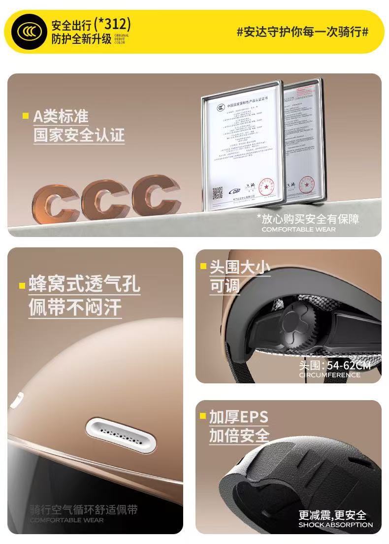 3C Certified Electric Vehicle Helmet Ad All-Season Universal Motorcycle Summer Half Helmet Electric Scooter Safety Helmet for Riding