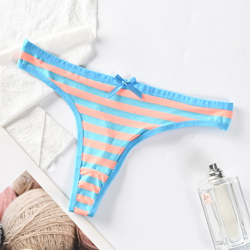 T‑стринги из хлопка, полосатые радужные, женские T‑pants, размеры S–XL (31–37 см)