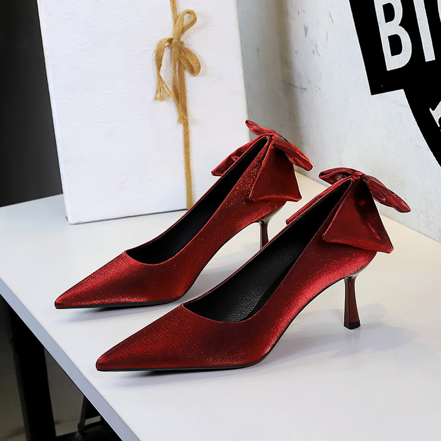 Elegante Satin Stilettos Für Damen Mit Schleife Und Spitzschuh_voghion.com
