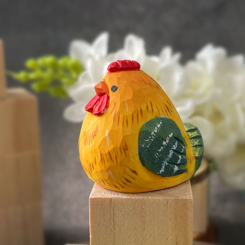 木雕摆件公鸡批发纯手工实木雕刻创意家居装饰木质工艺品农场动物|undefined