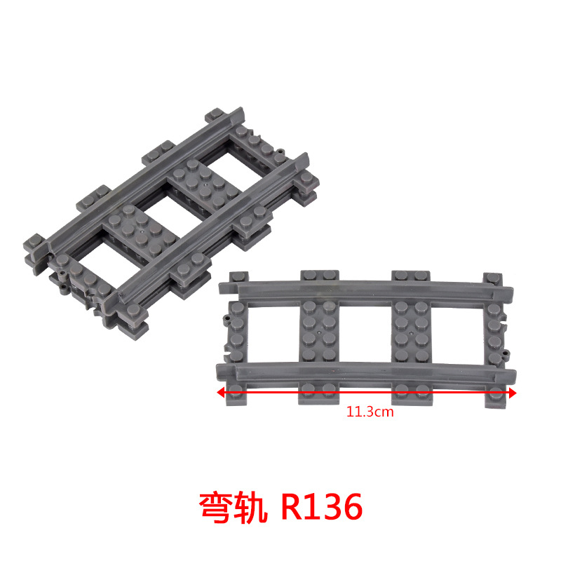 Bloques de construcción de tren de la ciudad Tren de la vía recta carril curvo carril Tenedor carril suave piezas de montaje Juguetes