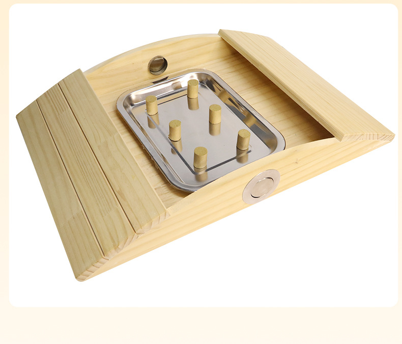 Wooden Moxibustion Box Lumbar Back Support Pillow with 54 Moxa Sticks Pine Wood Warm Therapy Tool details