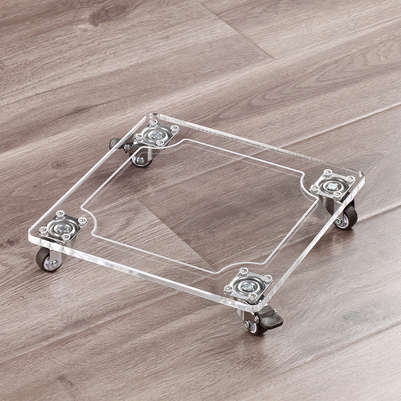 Universal movable flower tray square pulley transparent base electrical flower pot acrylic tray free installation