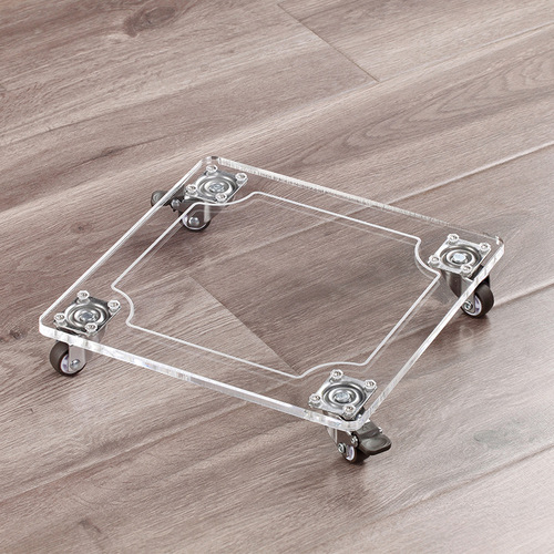 Universal movable flower tray square pulley transparent base electrical flower pot acrylic tray free installation