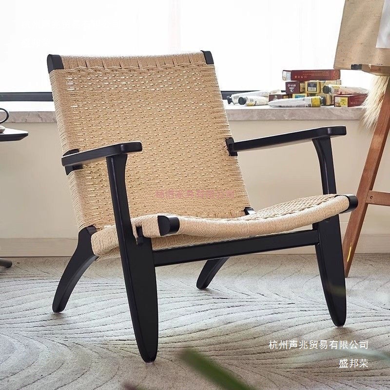 Fabricante de cuerda de madera sólida sofá silla de balcón nórdica silla de ocio japonesa silla de viento silencioso pequeño tipo de casa respaldo perezoso