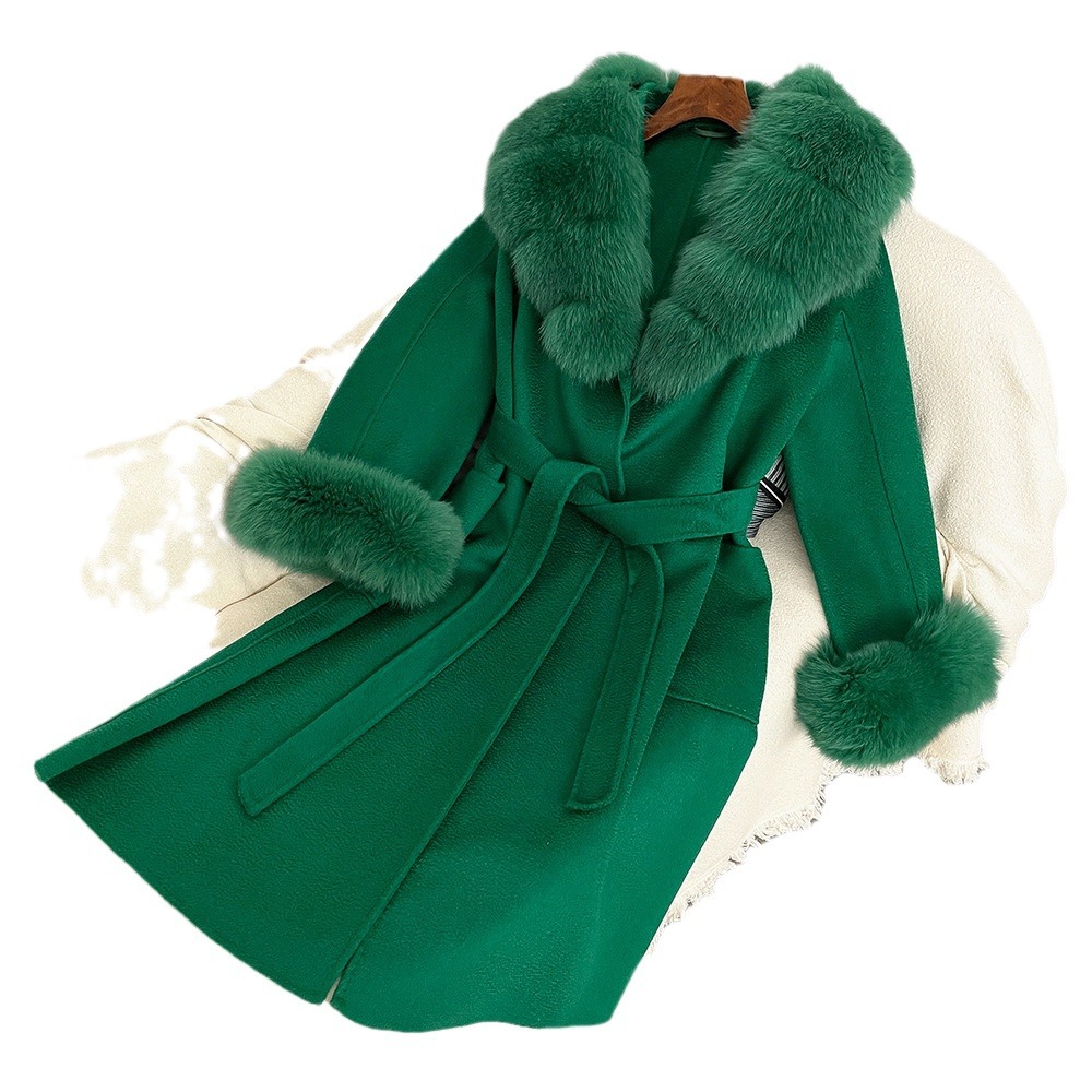 Women's Clothing Oversized Real Fox Fur Collar Pure Wool Women's Loose Autumn And Winter New High-end Coat_voghion.com
