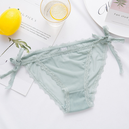 New Style Lace Trimmed Sexy Women's Underwear Transparent Mesh Thong Cotton Crotch Large Size