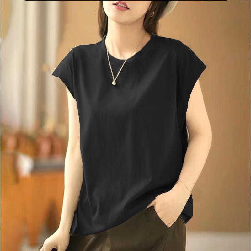 Green Fresh Style Sleeveless Tank Top, Design Side-Cut Anti-Exposure T-Shirt, Versatile Summer Women's Wear_ecoleips.com