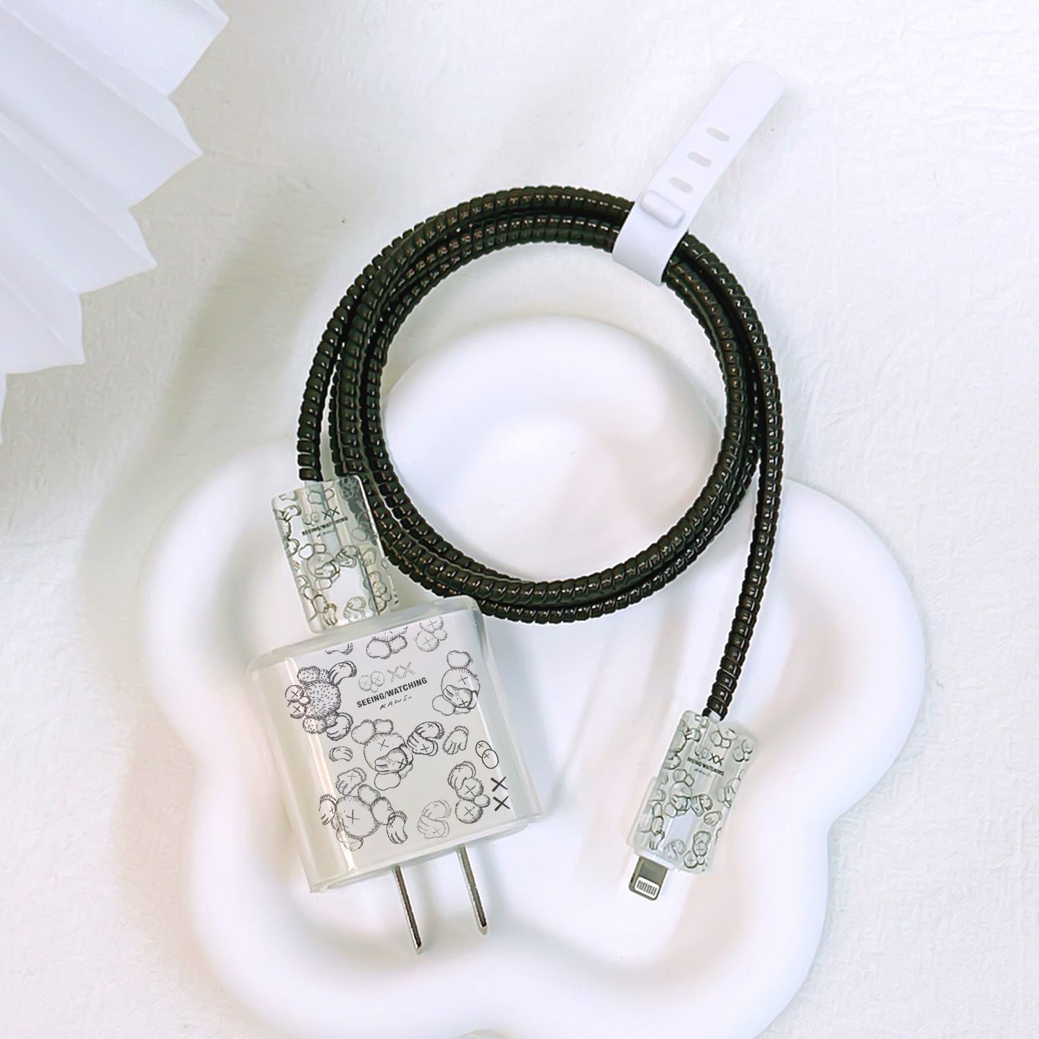 Aplicable a Apple 18W/20W cargador de carga rápida cargador de concha protectora cubierta protectora transparente cáscara suave alambre morder dispositivo pintado