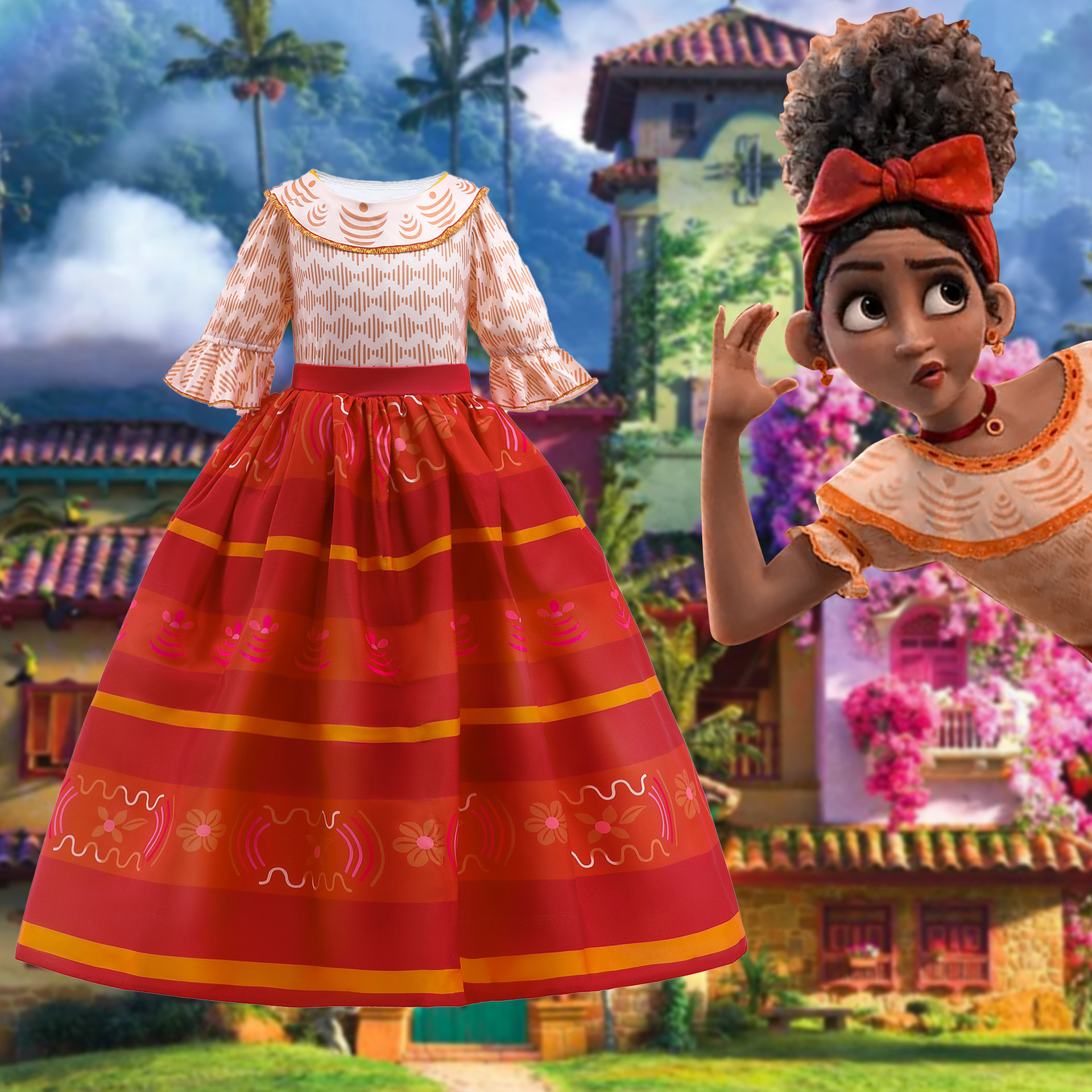 Europa y América transfronteriza nueva magia completa casa encanto niños princesa vestido niñas cos juego de rol vestido de rendimiento