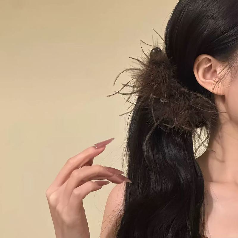 2025原创【白天鹅】超仙纯欲风白色羽毛香蕉夹绝美气质发卡发饰|undefined
