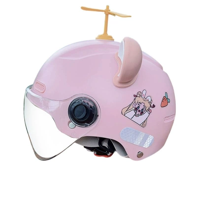 Motorcycle Safety Supplies | Cute Cycling Helmet - 3c-yan-pink-short-see-through-5-15-years-old-free-stickers-cute-ears-windmill-one-size-fits-all