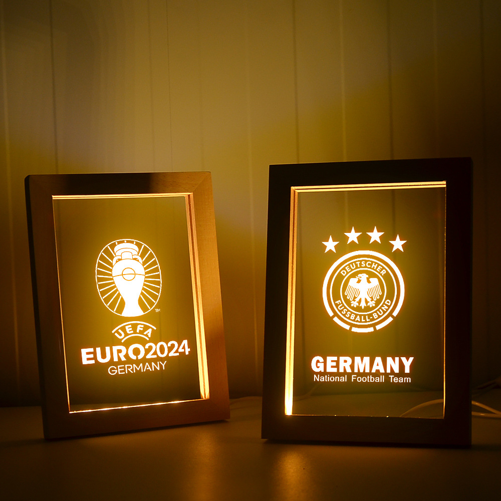2024歐洲杯周邊相框燈西班牙英格蘭球迷紀念品擺件氛圍布置小夜燈