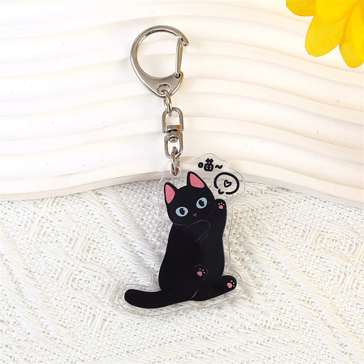 アニメ猫アクリルキーホルダーかわいい黒猫ペンダント国潮タヌキ猫キーホルダーかばんストラップ|undefined