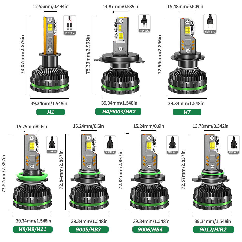 Cuatro tubos de cobre del automóvil LED láser delantero 300w super brillante 6000K luz baja H1H7 luz alta 9005 image 6