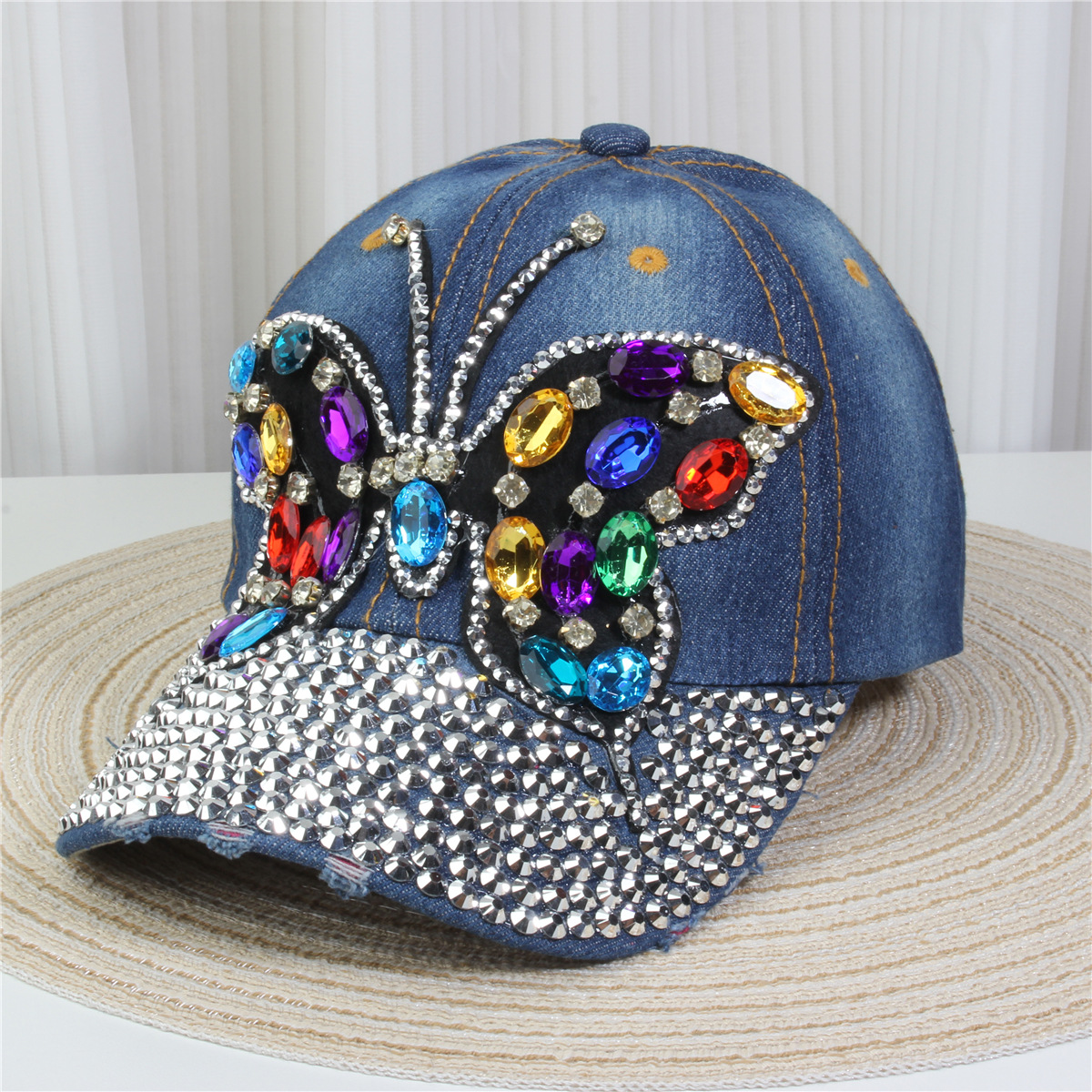 147g Weight Baseball Cap Hats Type Daily, Street Occasion Denim Material Letter, Usa, Butterfly Pattern All Seasons Season Unisex Gender Simple Style, Classic Style Style Curved Eaves Rim Unisex Simple Style Classic Style Letter Usa Butterfly Curved Eaves Baseball Cap 15