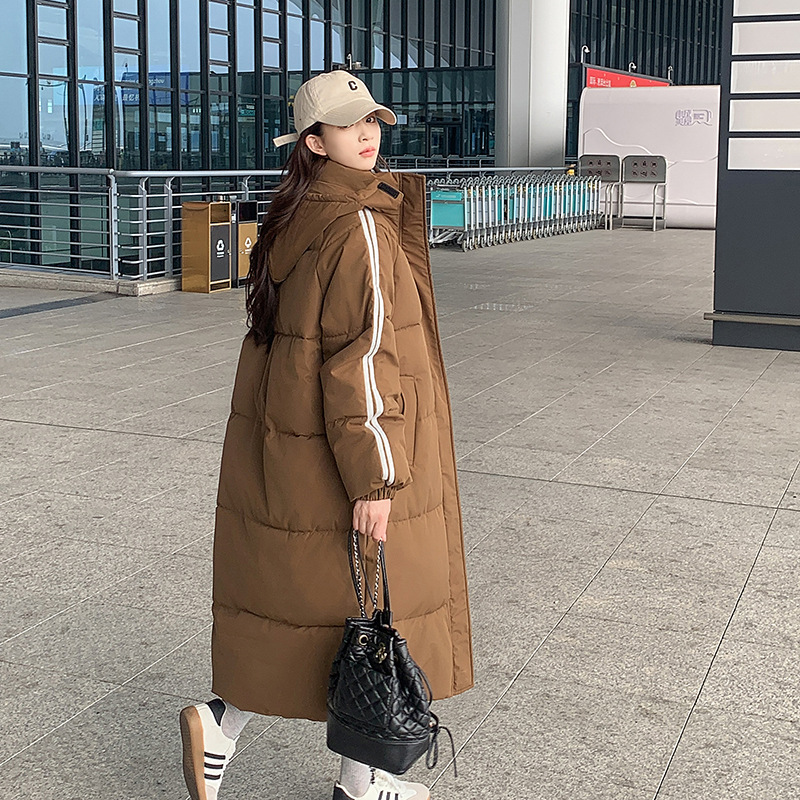 2025 ropa de algodón larga de mujer invierno nuevo suelto estilo coreano colegial grueso chaqueta con capuchón sobre la rodilla chaqueta de algodón image 3