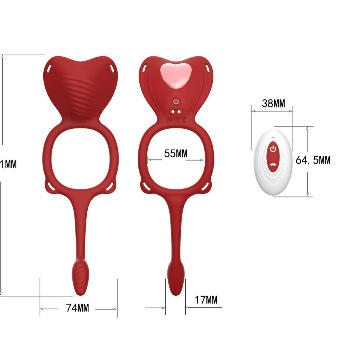 Remote-Control Wearable Prostate Massager with App & Remote, Silicone, Red — detail image 4