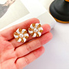 Retro enamel from pearl, silver needle, earrings, European style, silver 925 sample, wholesale, new collection