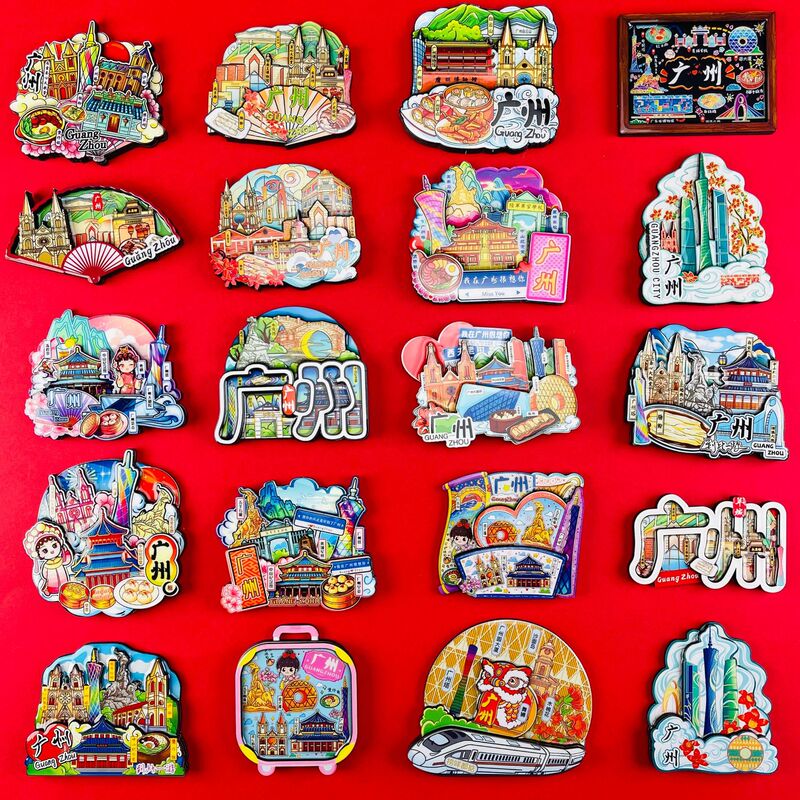 [Guangzhou Series] Three-Dimensional Magnetic Wooden Refrigerator Magnets, Popular Tourist Attractions in Cities, Cultural and Creative Souvenirs, Free Shipping