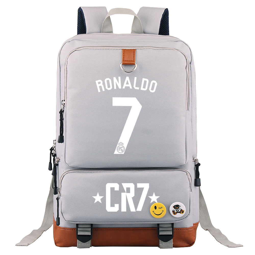 新款足球运球星C罗印花青少年学生书包大容量旅行包男女双肩背包
