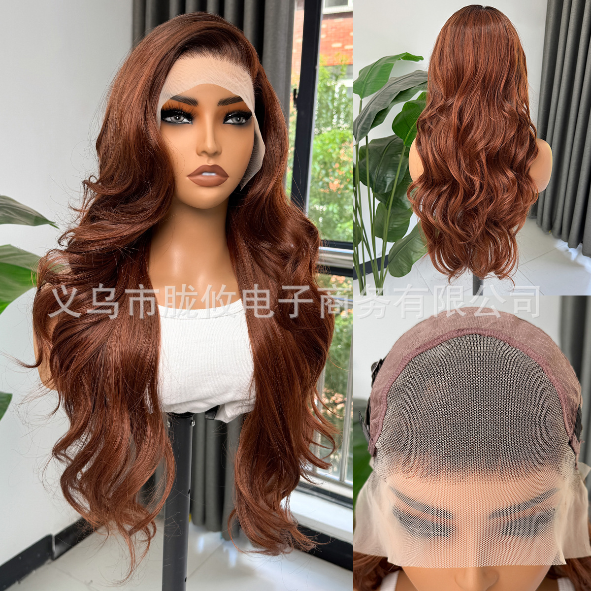 Frente transfronteriza de encaje pelucca pelucca negra tejida a mano 13 * 4 pelucca de cabello largo negro pelucca de cabello para mujeres image 53